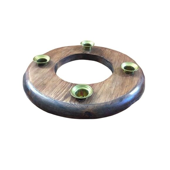 Vintage‎ Wood Candle Holder Wreath Centerpiece Handmade Table Decoration Rustic - Picture 2 of 10